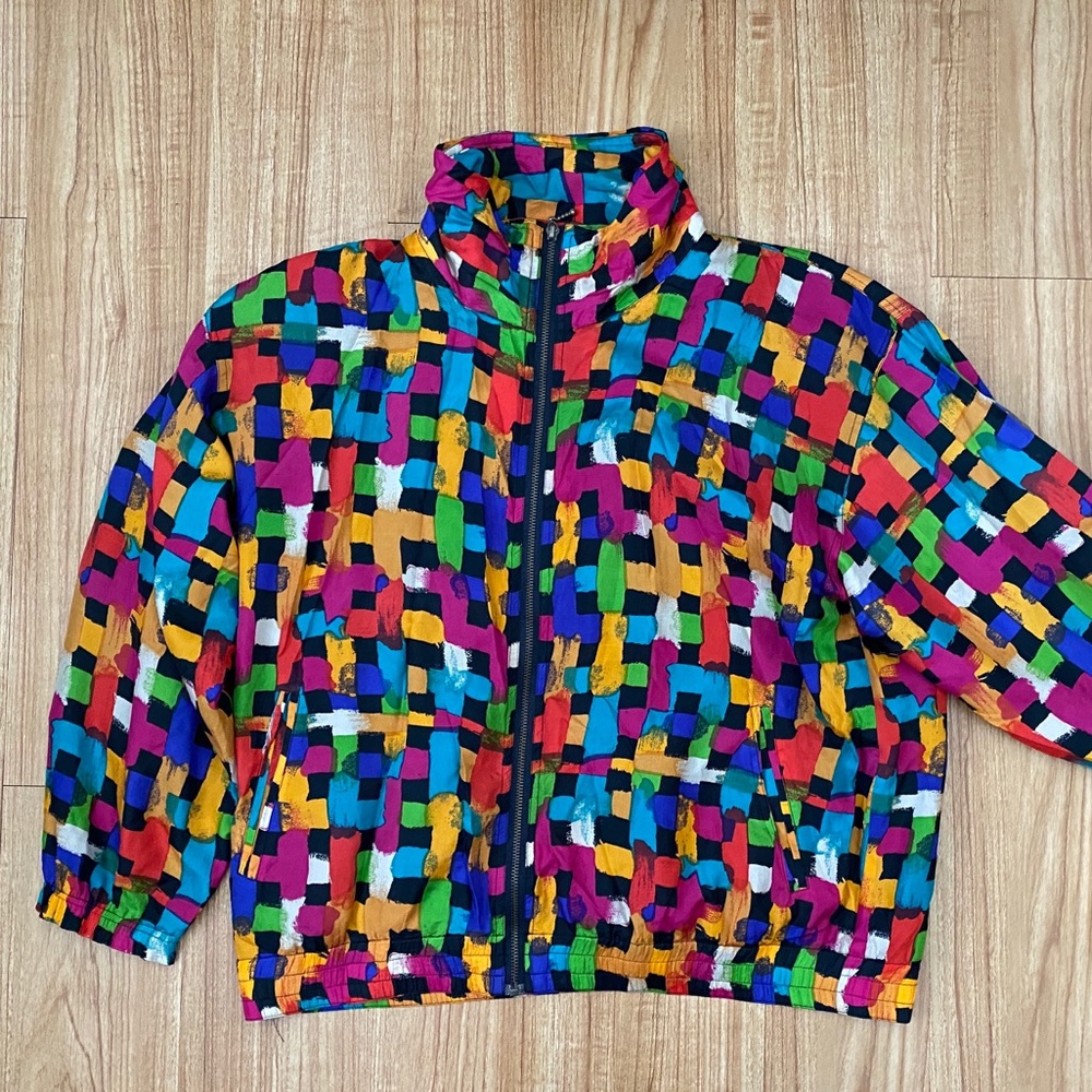 Activology vintage 80s multicolor silk windbreaker